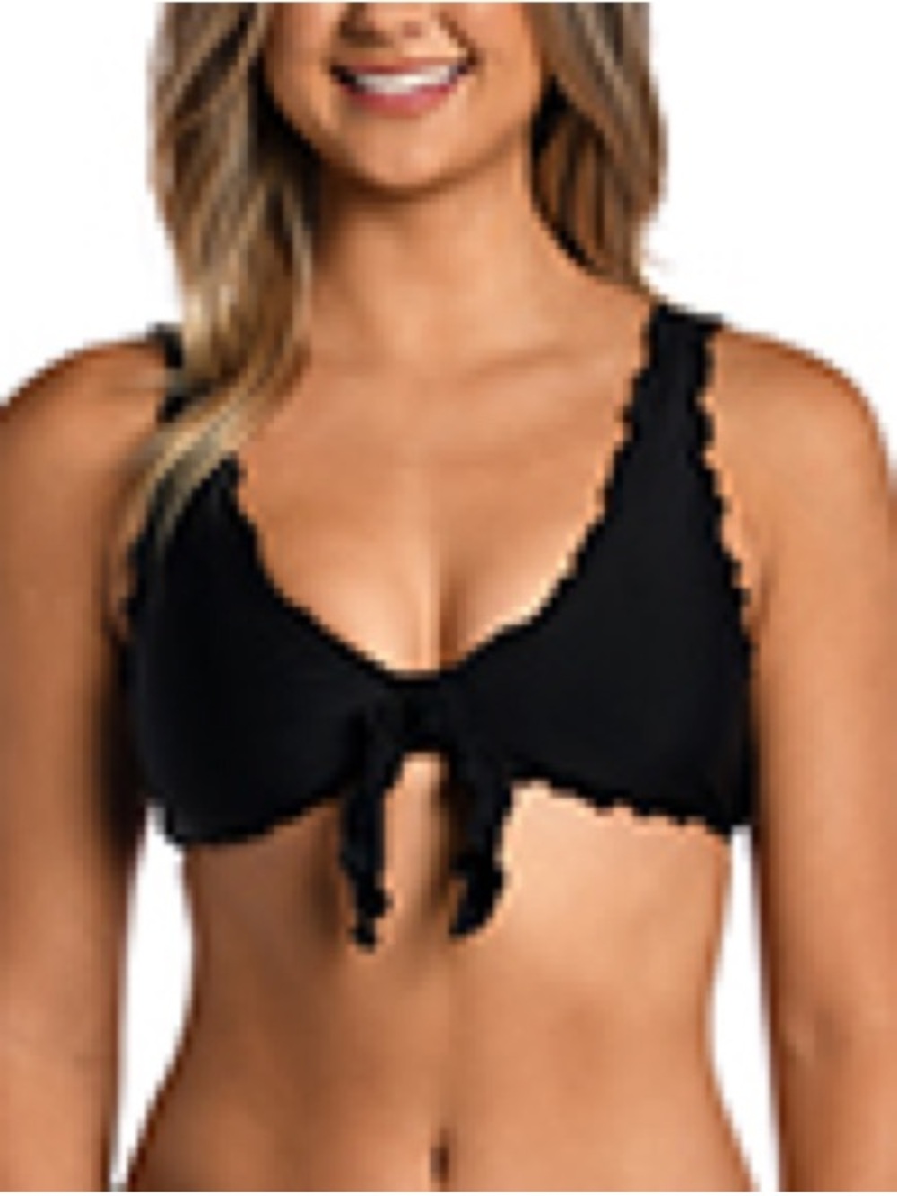 Hobie Black Ruffle-Trim Bandeau Bikini Top